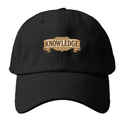 Bold typography design - "KNOWLEDGE" - learning, understanding - Baseball Cap For Big Heads - Black