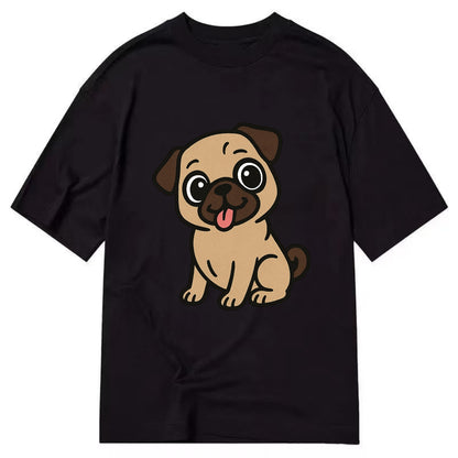 Pug - Tilted head with tongue out - Classic T-shirt - Black