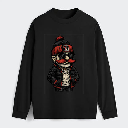 Lubbock Raider wearing Texas Tech beanie with guns up patch - Classic Long Sleeve Shirt - Black