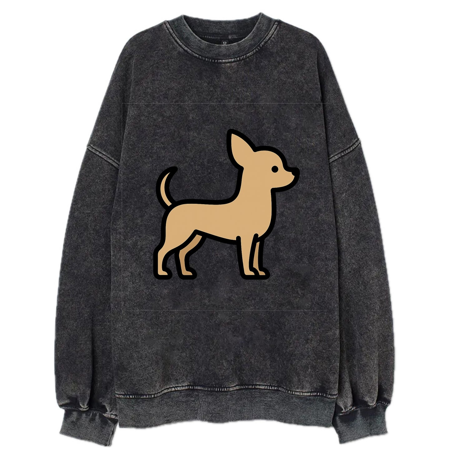 Chihuahua - Tan smooth coat flat side profile - Vintage Sweatshirt - Black