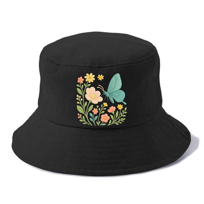 Mint Night Butterfly - Bucket Hat - Black