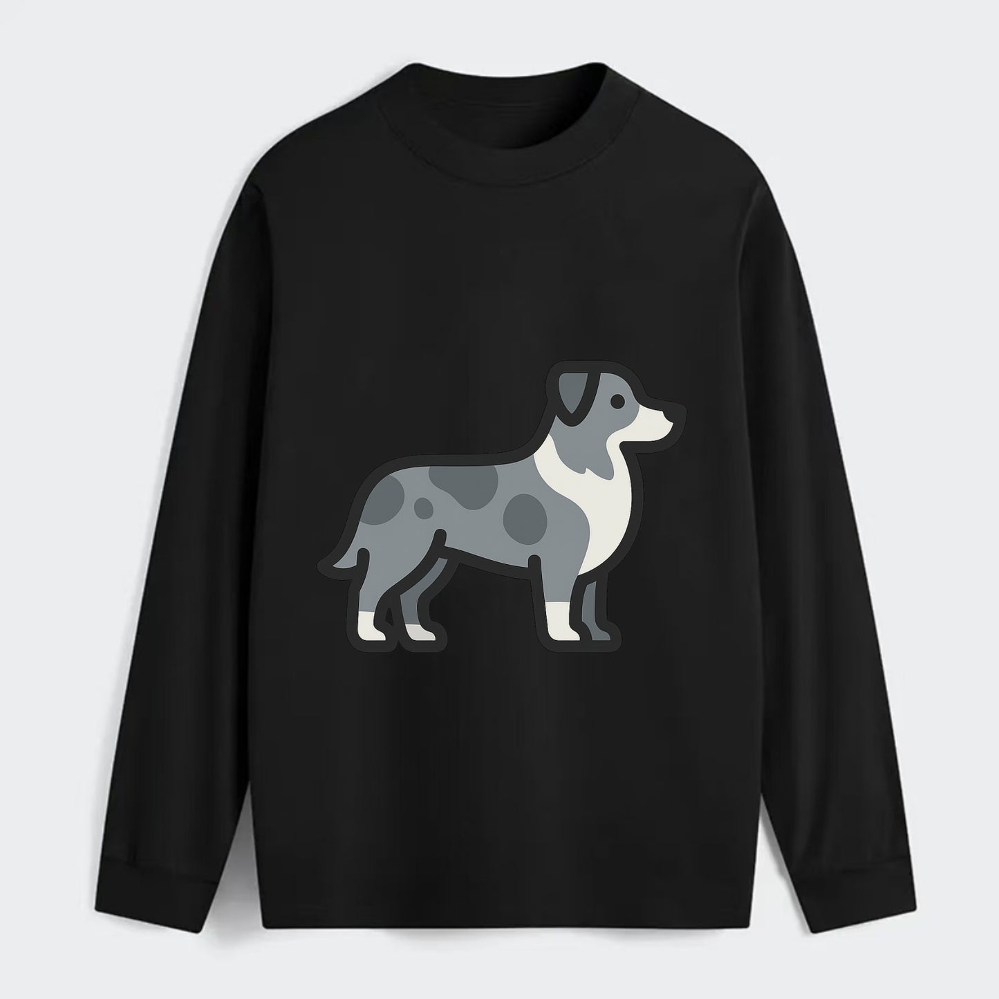 Australian Shepherd - Blue merle flat side profile - Classic Long Sleeve Shirt - Black