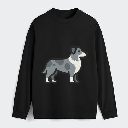Australian Shepherd - Blue merle flat side profile - Classic Long Sleeve Shirt - Black