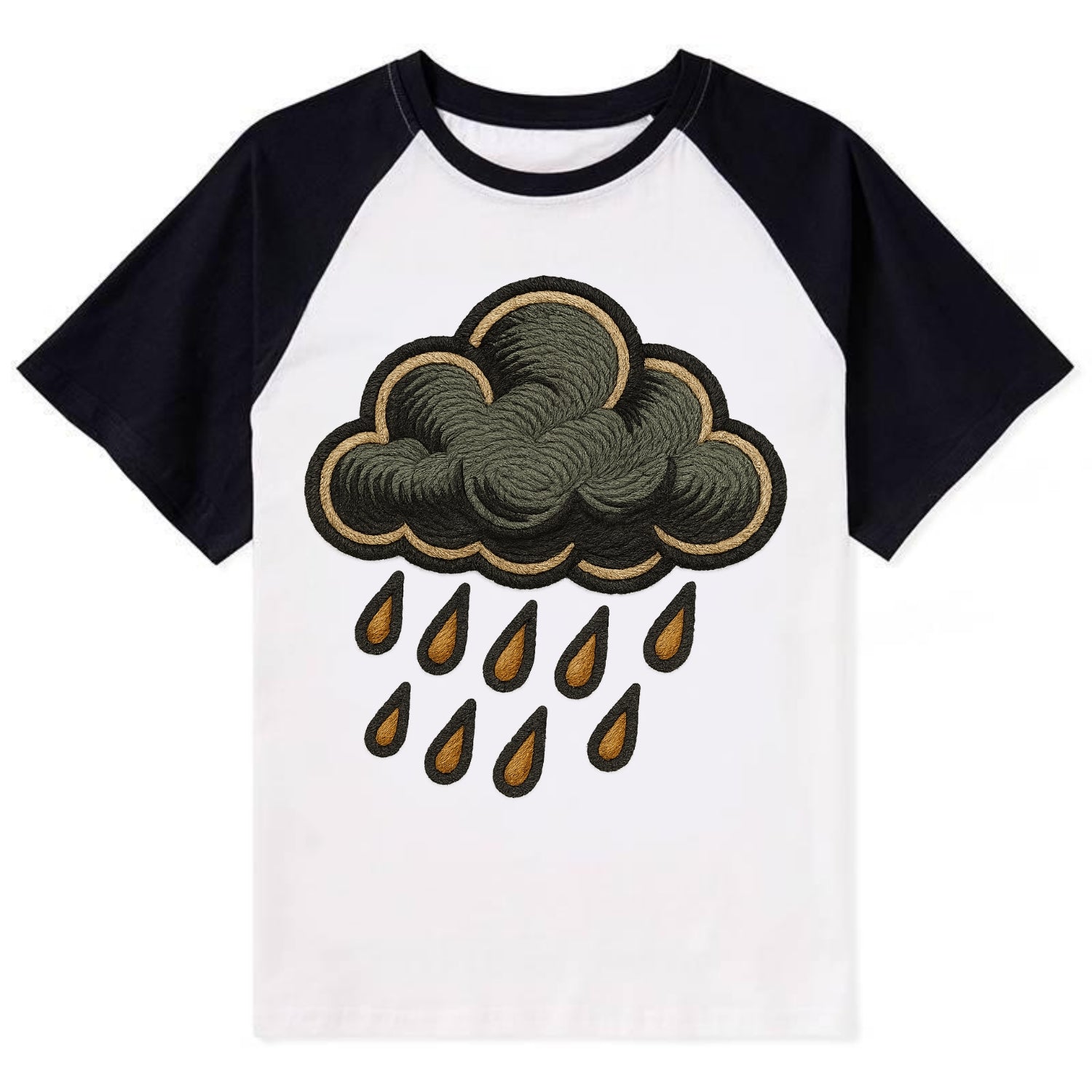 Rain Cloud  - Contrast Raglan T-shirt - Black
