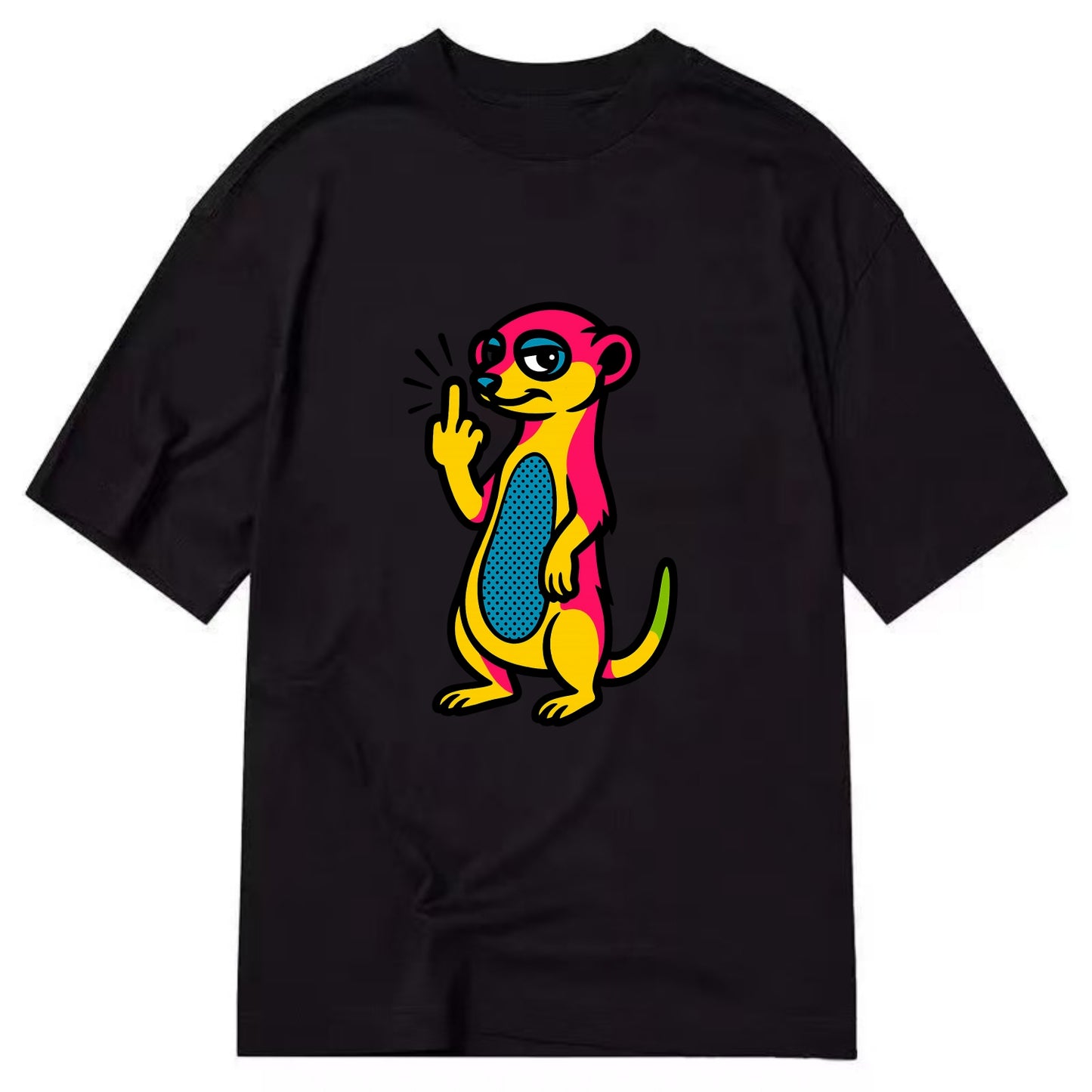 cute meerkat standing guard on hind legs, one front paw raised in sassy salute - Classic T-shirt - Black