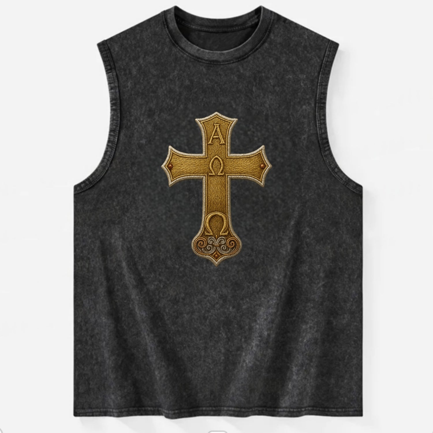 Alpha Omega Cross  - Vintage Washed Tank - Black