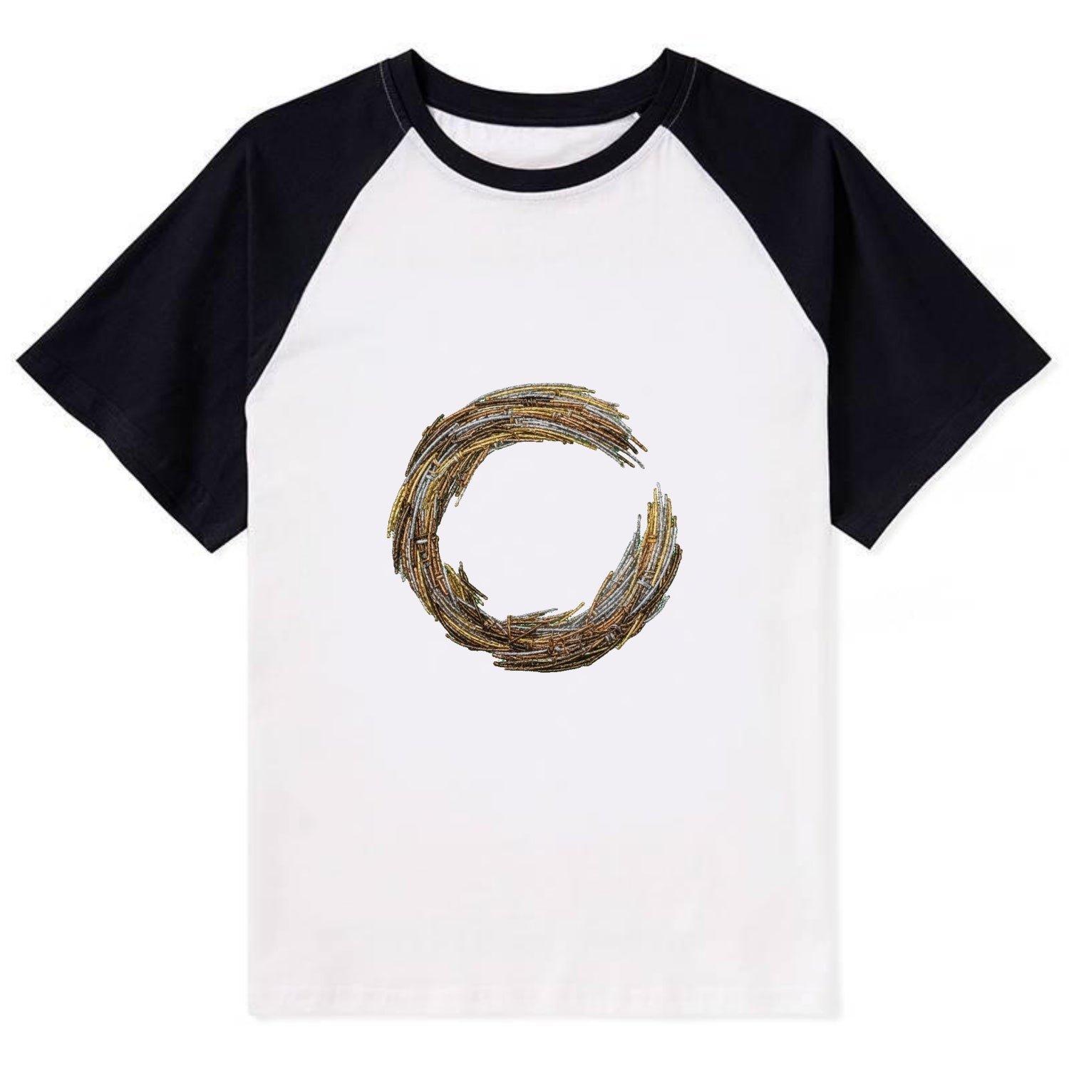 Enso Circle - Contrast Raglan T-shirt - Black