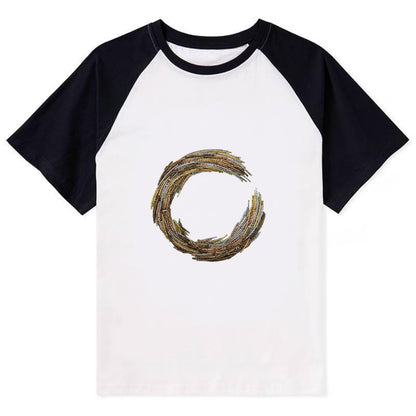 Enso Circle - Contrast Raglan T-shirt - Black