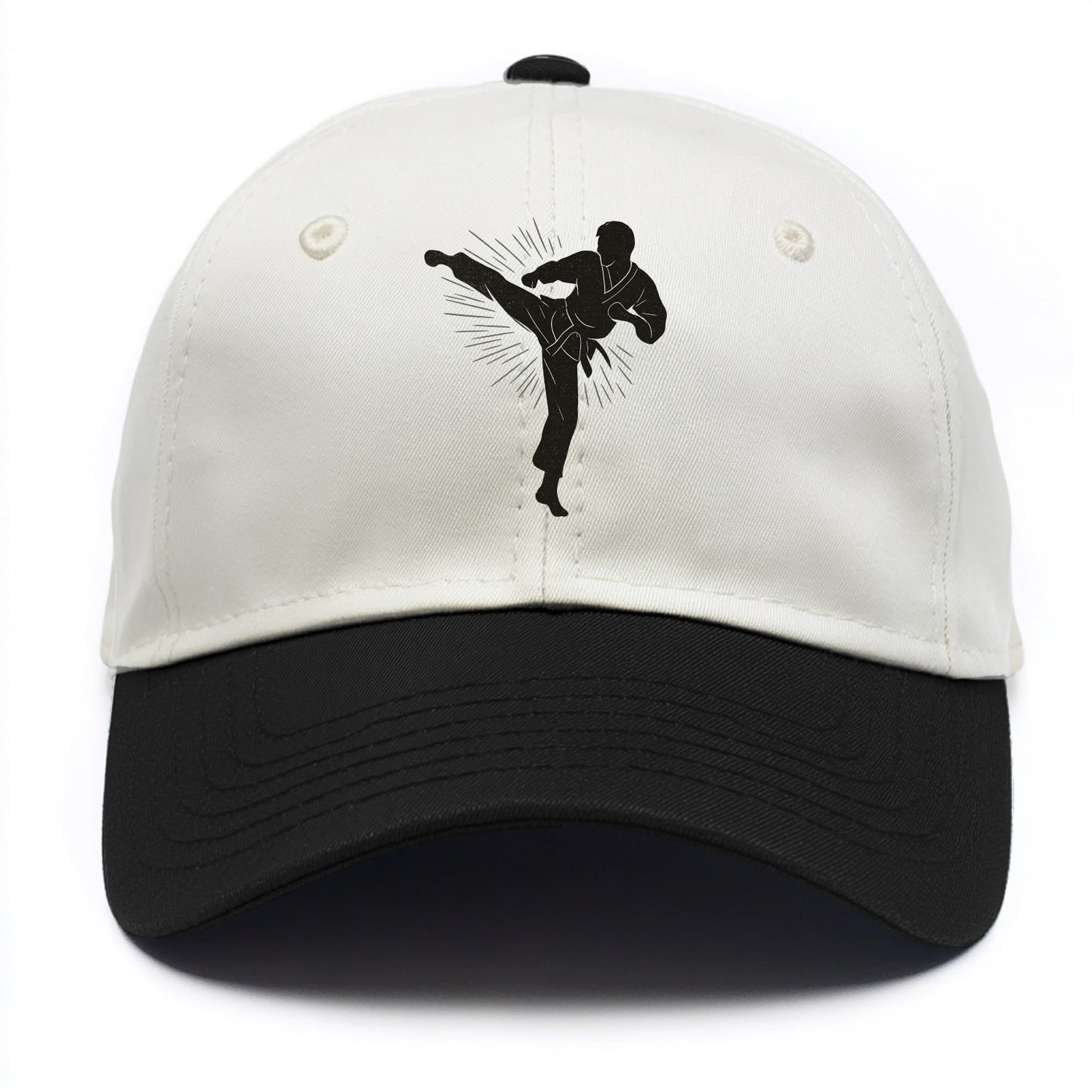 Taekwondo athlete spinning heel kick - Two Tone Cap - Black