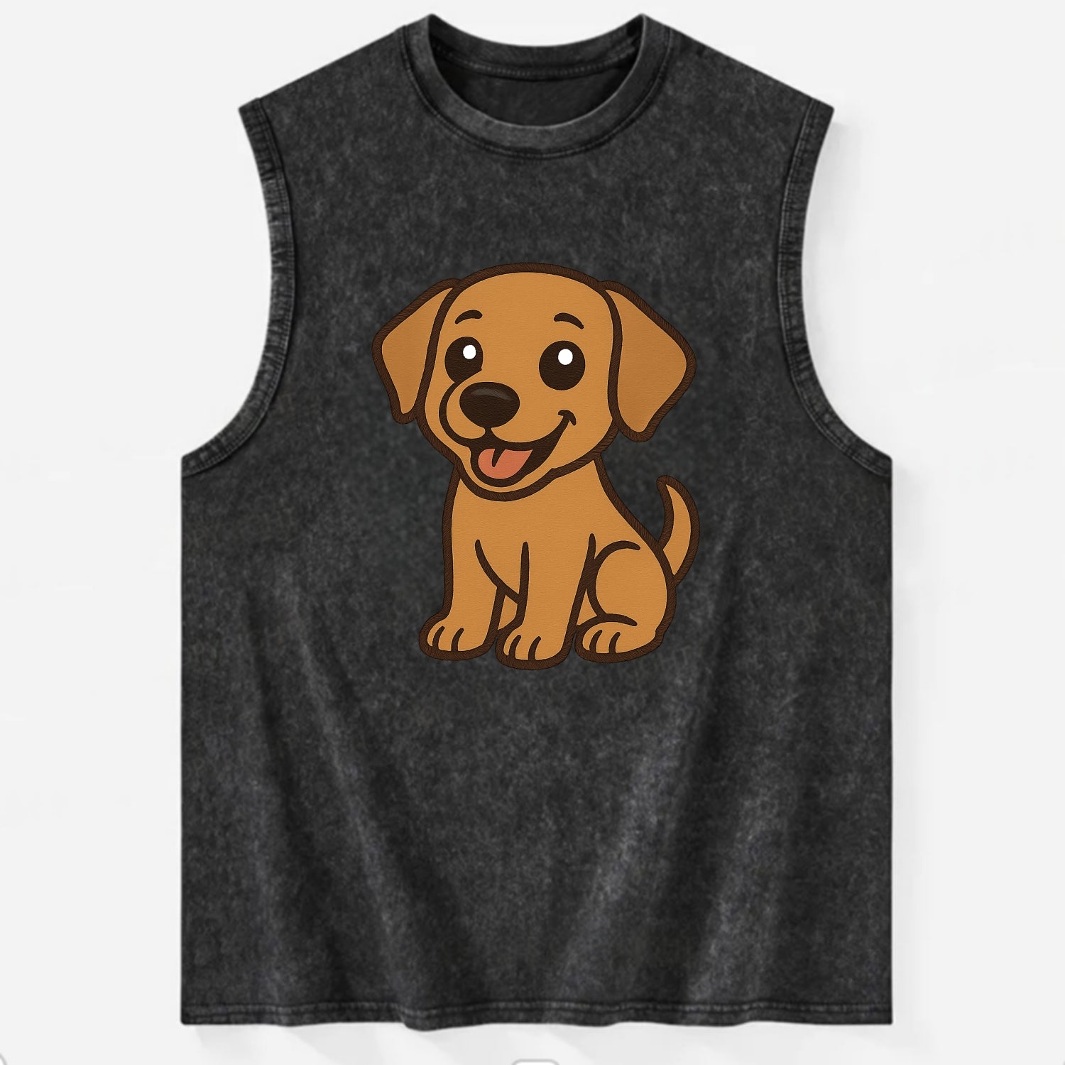 Labrador - Happy panting expression - Vintage Washed Tank - Black