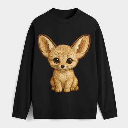Baby Fennec Fox - huge ears, cream fur, large dark eyes, front-facing, - Classic Long Sleeve Shirt - Black