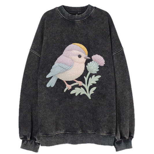 Firecrest Thistle Crown  - Vintage Sweatshirt - Black