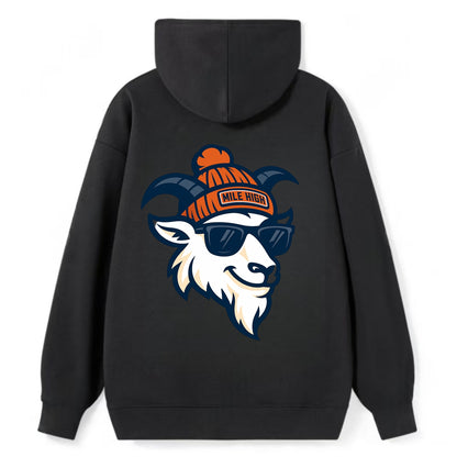 Denver Mountain Goat wearing Broncos beanie with Mile High patch and - Classic Pullover Hoodie - Black