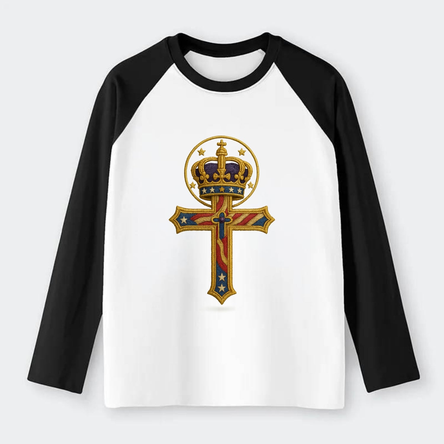 Cross and Crown  - Raglan Long Sleeve T-Shirt - Black
