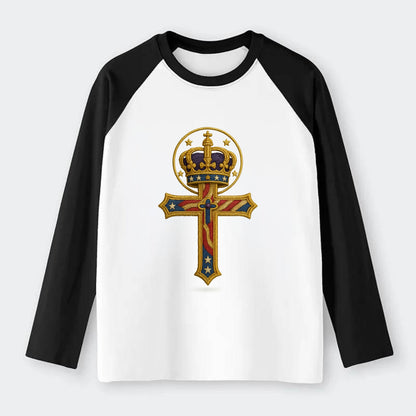 Cross and Crown  - Raglan Long Sleeve T-Shirt - Black