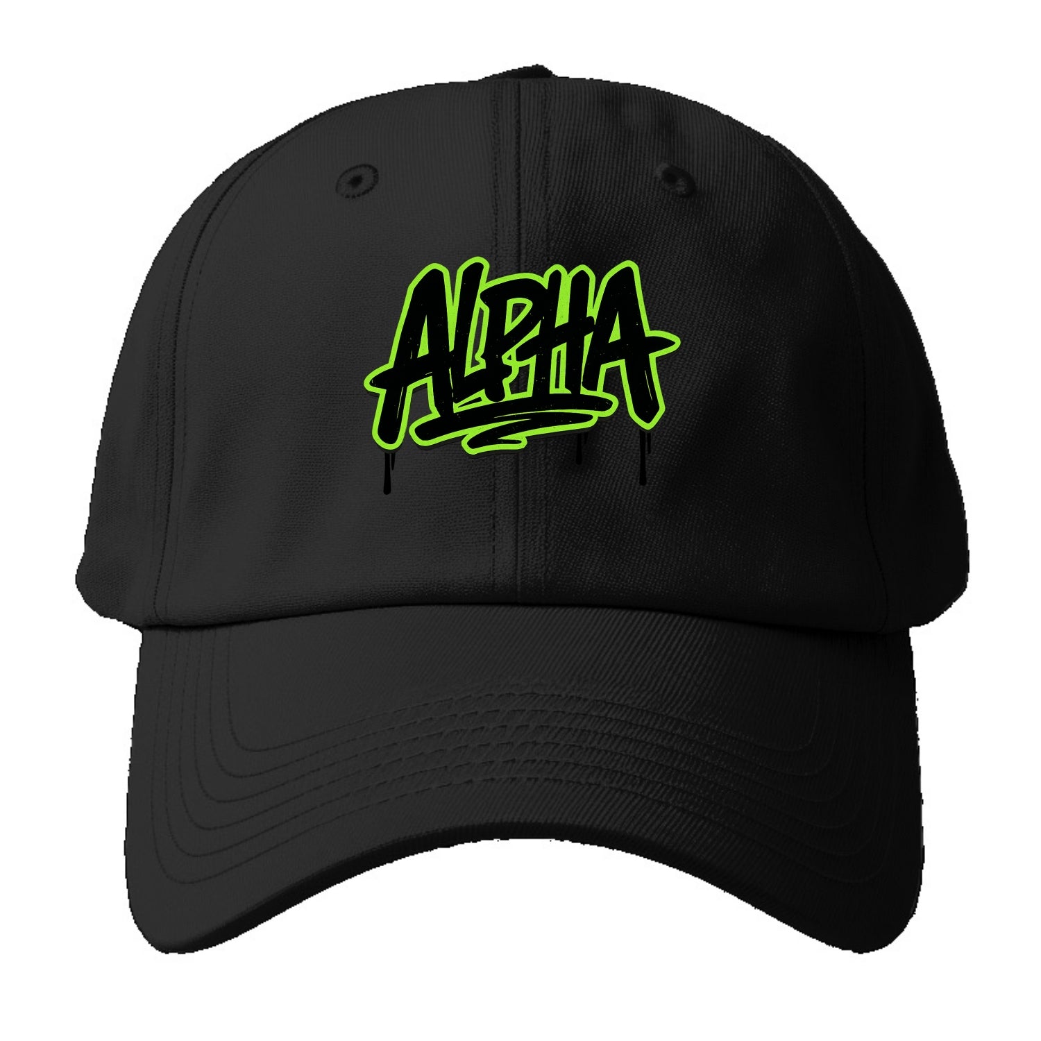 Bold typography design - "ALPHA" - leader of the pack - Baseball Cap - Black