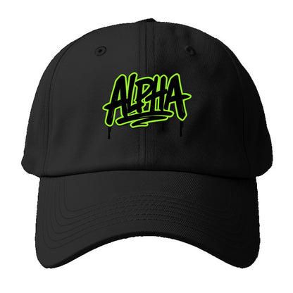 Bold typography design - "ALPHA" - leader of the pack - Baseball Cap - Black