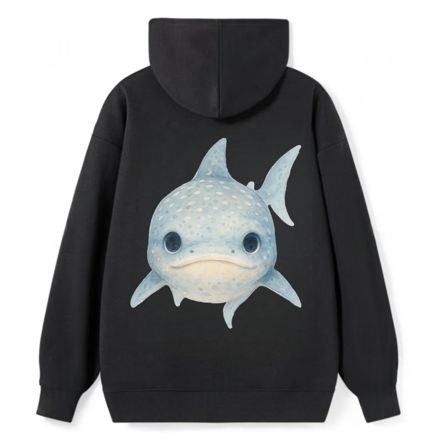 Baby Whale Shark - spotted blue-gray, wide mouth closed, tiny eyes, - Classic Pullover Hoodie - Black