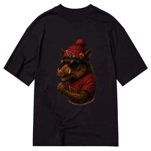 Arizona Javelina wearing Cardinals beanie with desert patch and wayfarer - Classic T-shirt - Black