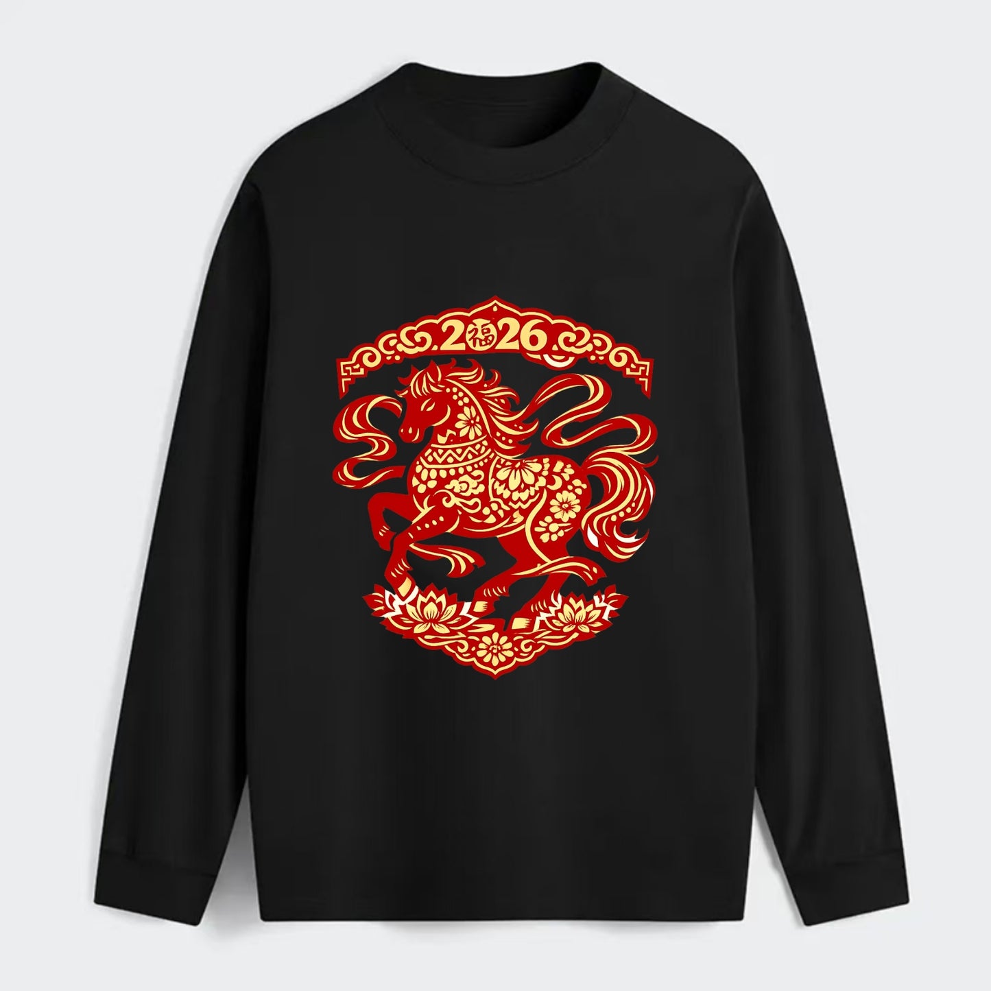 DANCING HORSE | Elegant prancing horse in motion | Graceful curved pose - Classic Long Sleeve Shirt - Black