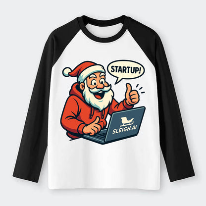 Santa Tech Startup CEO - Raglan Long Sleeve T-Shirt - Black