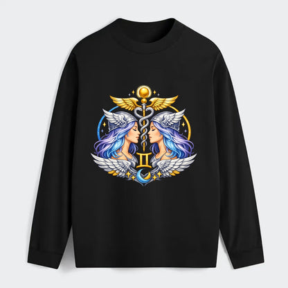 MERCURY WINGS | Winged messenger symbol | Caduceus staff | Swift - Classic Long Sleeve Shirt - Black