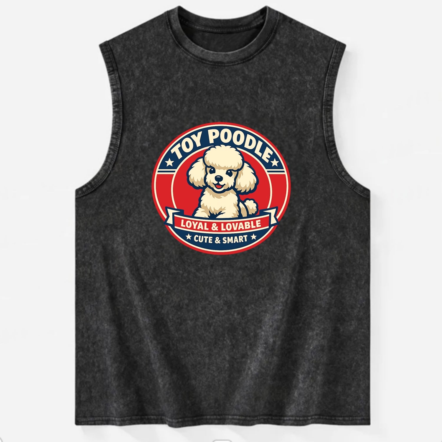 Elegant Poodle Emblem - Vintage Washed Tank - Black