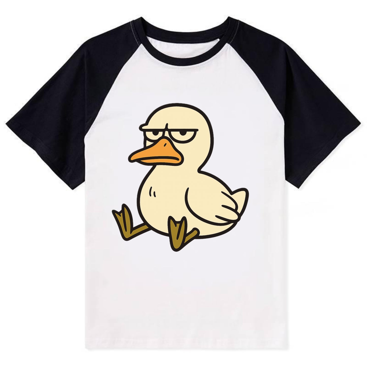 The Duck Judging Silently - Contrast Raglan T-shirt - Black