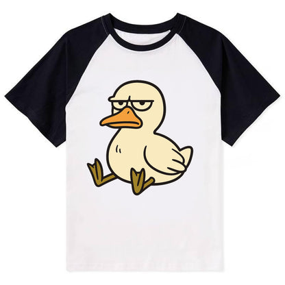 The Duck Judging Silently - Contrast Raglan T-shirt - Black