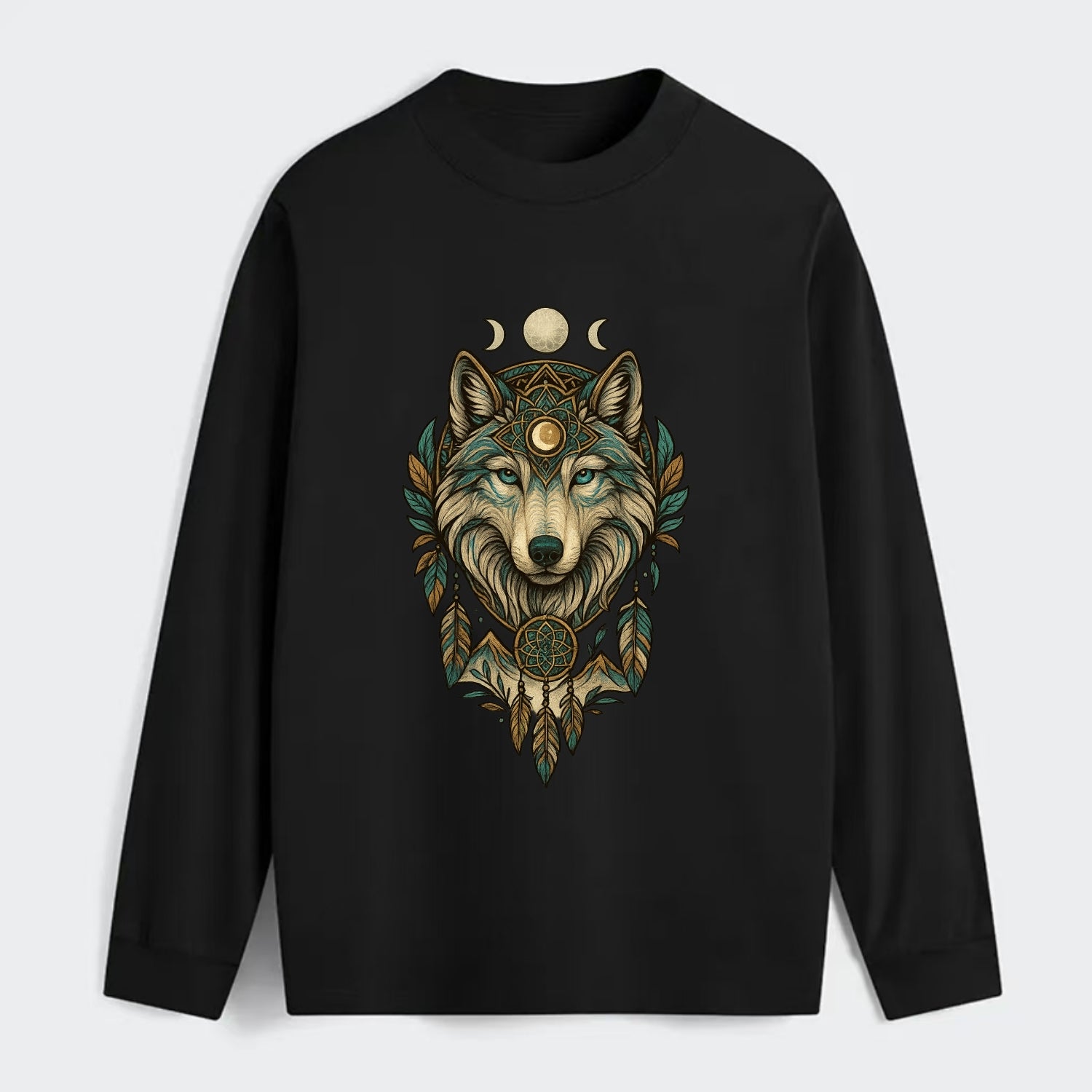 Pearl Wolf Shimmer  - Classic Long Sleeve Shirt - Black