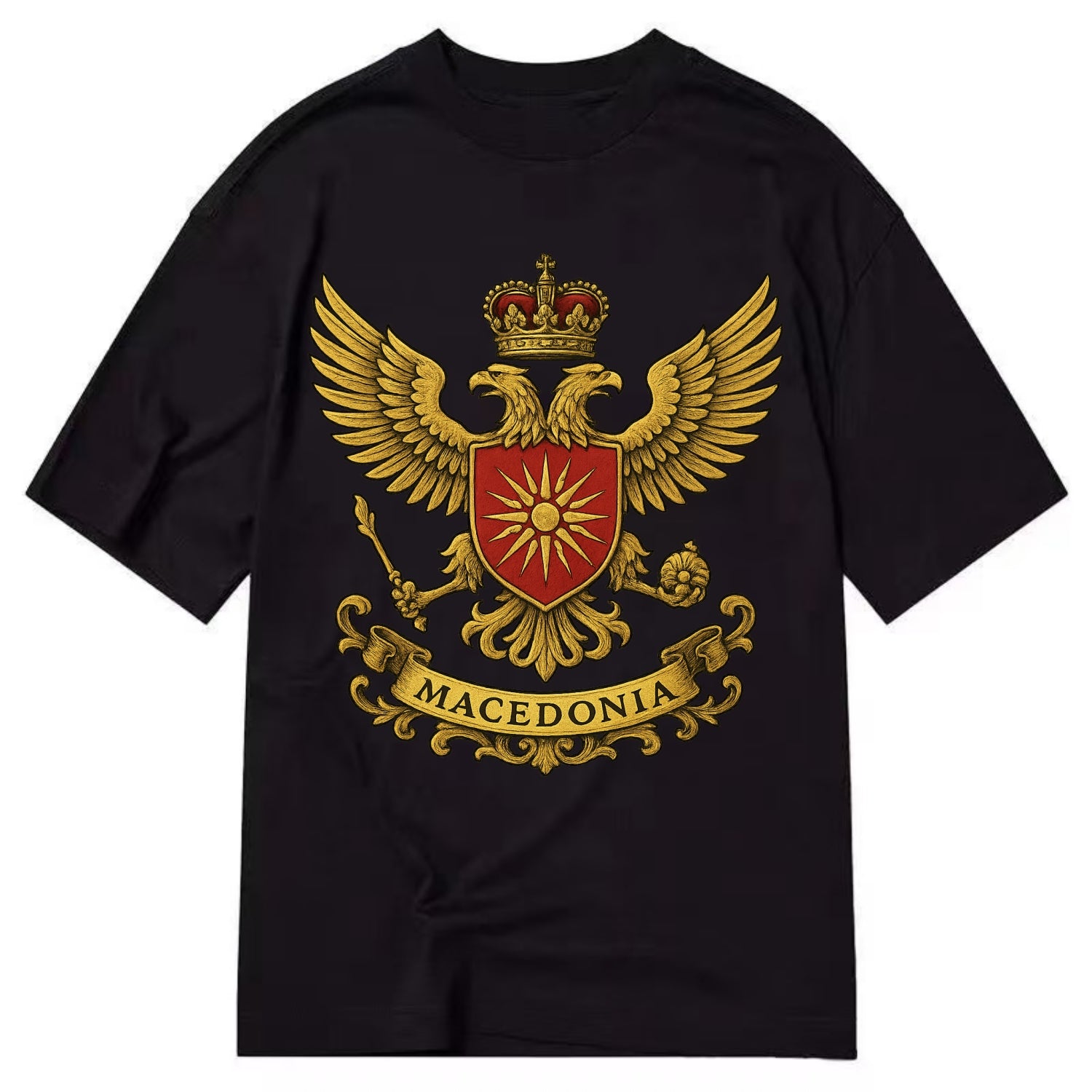 Macedonia Heritage Badge  - Classic T-shirt - Black