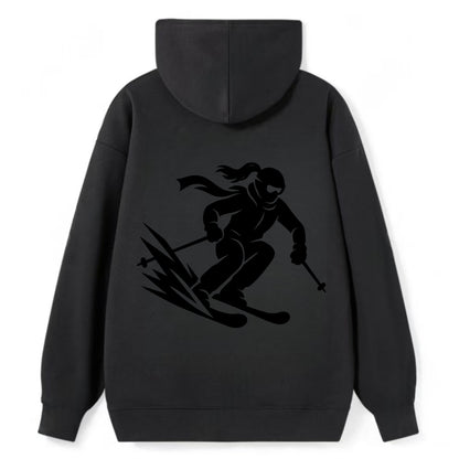 Skier carving down snowy slope - Classic Pullover Hoodie - Black