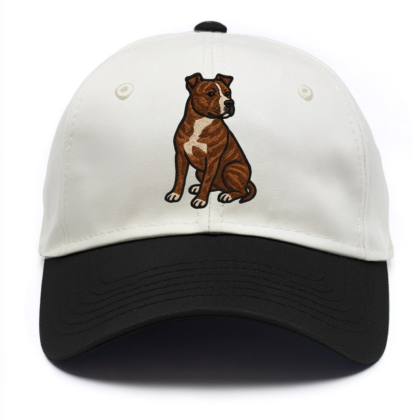 American Staffordshire Terrier - Brindle embroidered pose - Two Tone Cap - Black
