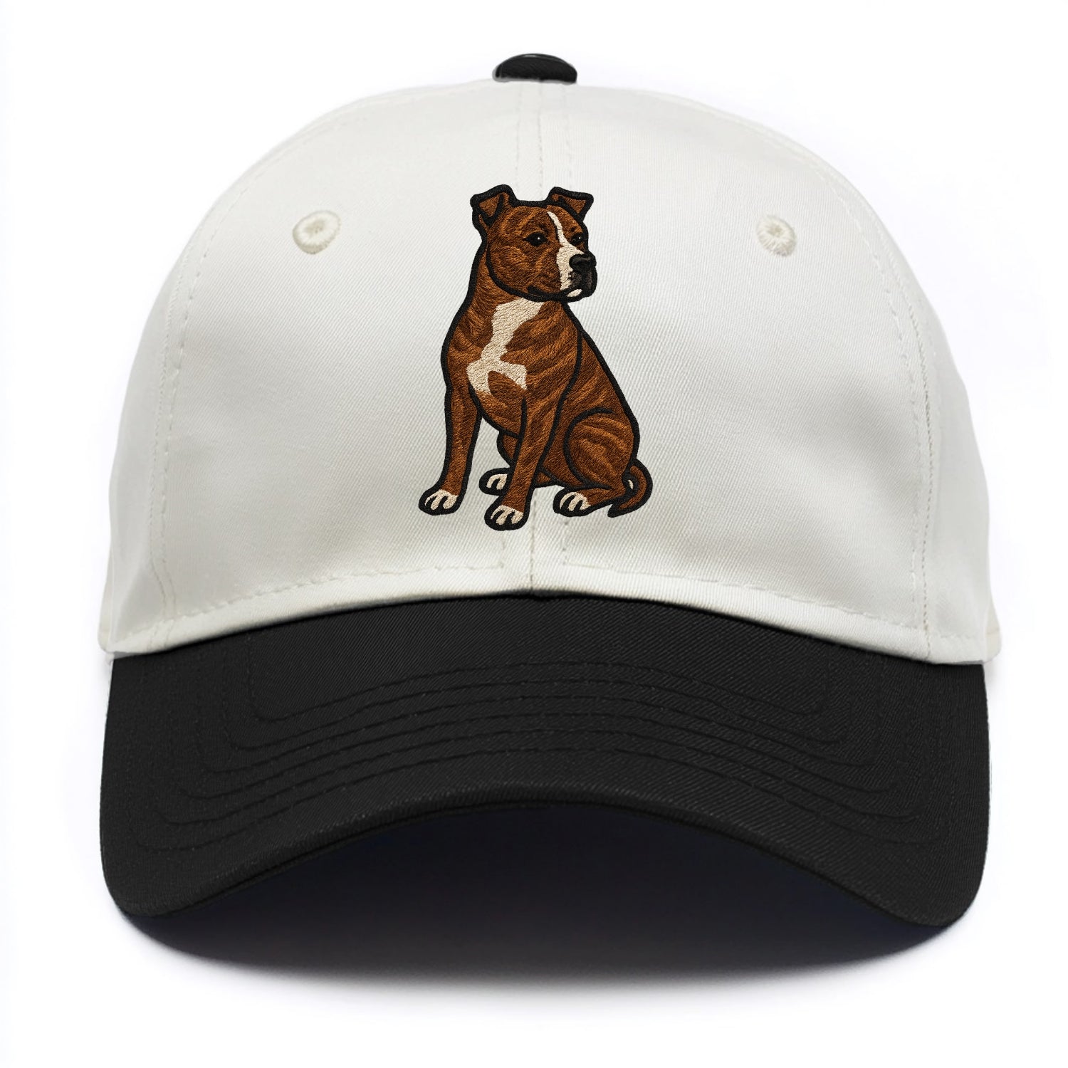 American Staffordshire Terrier - Brindle embroidered pose - Two Tone Cap - Black