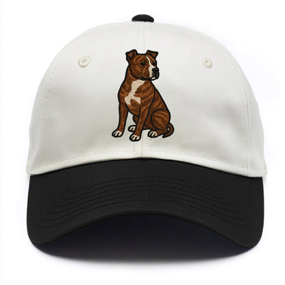 American Staffordshire Terrier - Brindle embroidered pose - Two Tone Cap - Black