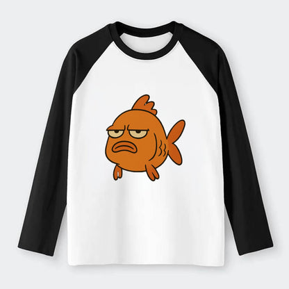 The Goldfish Judging Silently - Raglan Long Sleeve T-Shirt - Black
