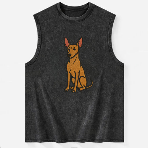 Pharaoh Hound - Tan colored embroidered pose - Vintage Washed Tank