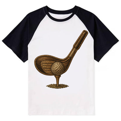 Golf Club and Ball  - Contrast Raglan T-shirt - Black