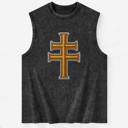 Patriarchal Cross - Vintage Washed Tank - Black