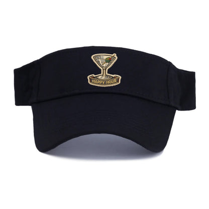 COCKTAIL MARTINI - martini glass with olive in silver and green , happy hour - Visor - Black