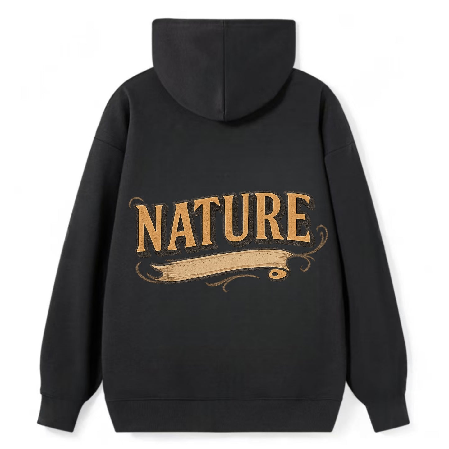 Bold typography design - "NATURE" - natural world, organic - Classic Pullover Hoodie - Black