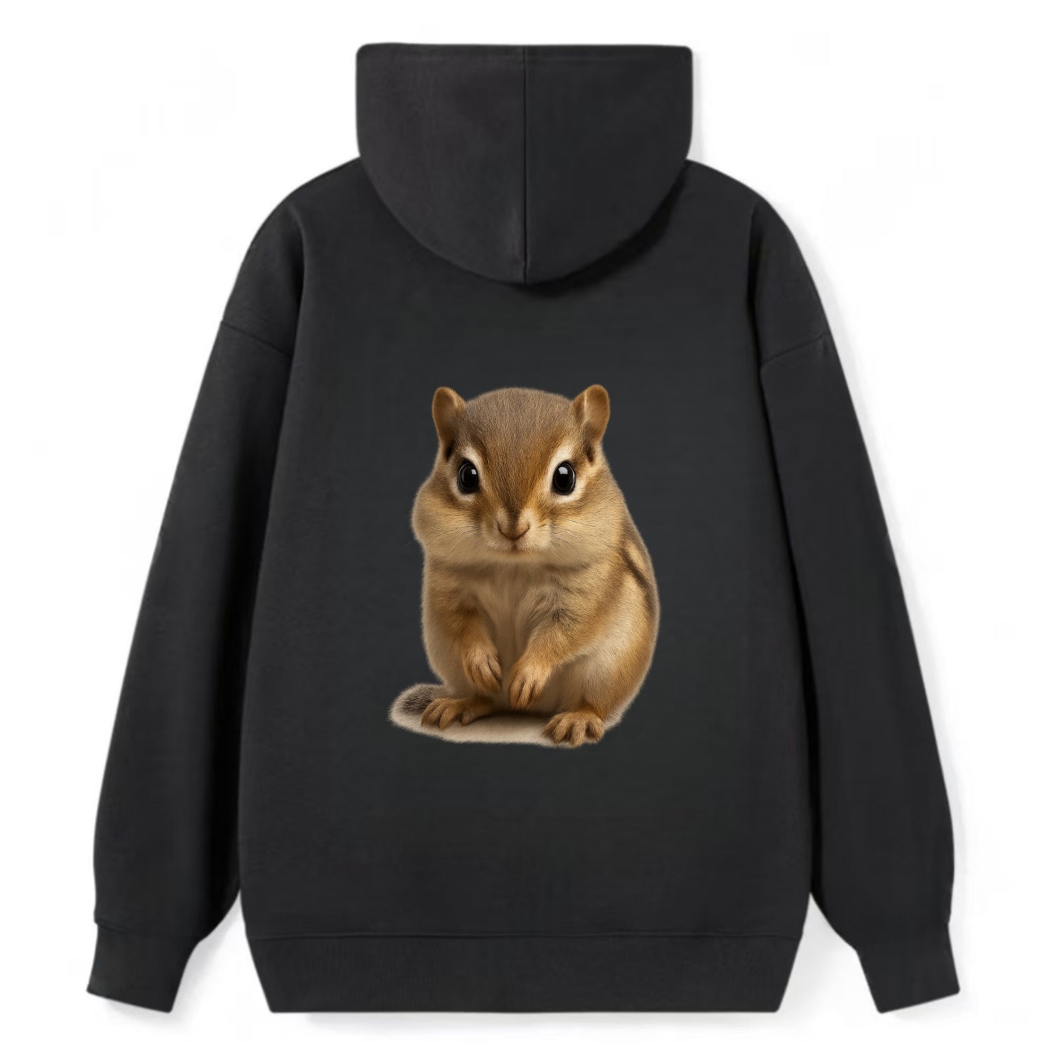 Baby Chipmunk - striped back, cheek pouches, tiny paws, bright eyes, - Classic Pullover Hoodie - Black