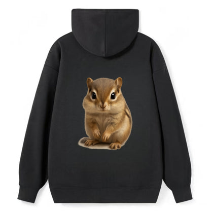 Baby Chipmunk - striped back, cheek pouches, tiny paws, bright eyes, - Classic Pullover Hoodie - Black