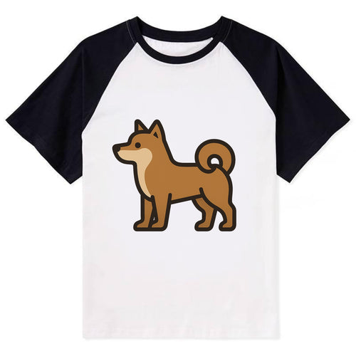 Shiba Inu - Red sesame flat side profile - Contrast Raglan T-shirt