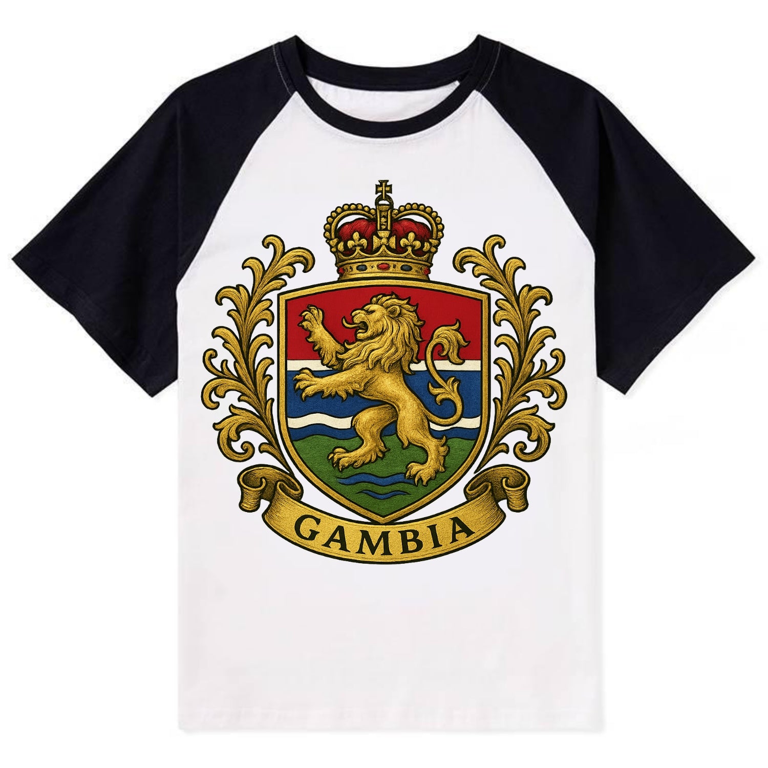 Gambia Heritage Badge  - Contrast Raglan T-shirt - Black
