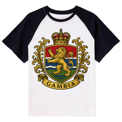 Gambia Heritage Badge  - Contrast Raglan T-shirt - Black
