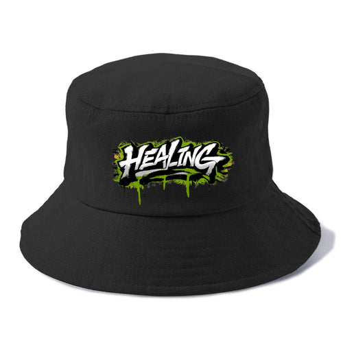 Bold typography design - HEALING - in recovery, getting better - Bucket Hat