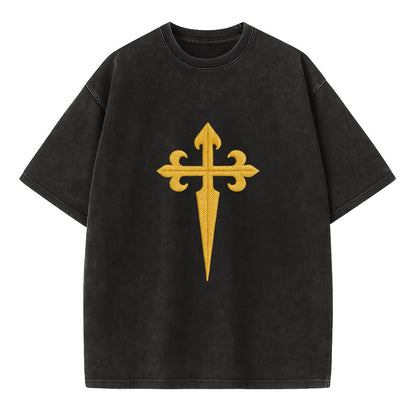 Order Of Santiago Cross - Vintage T-shirt - Black