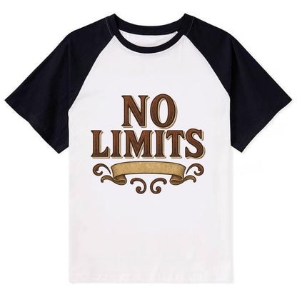 Bold typography design - "NO LIMITS" - boundless potential - Contrast Raglan T-shirt - Black