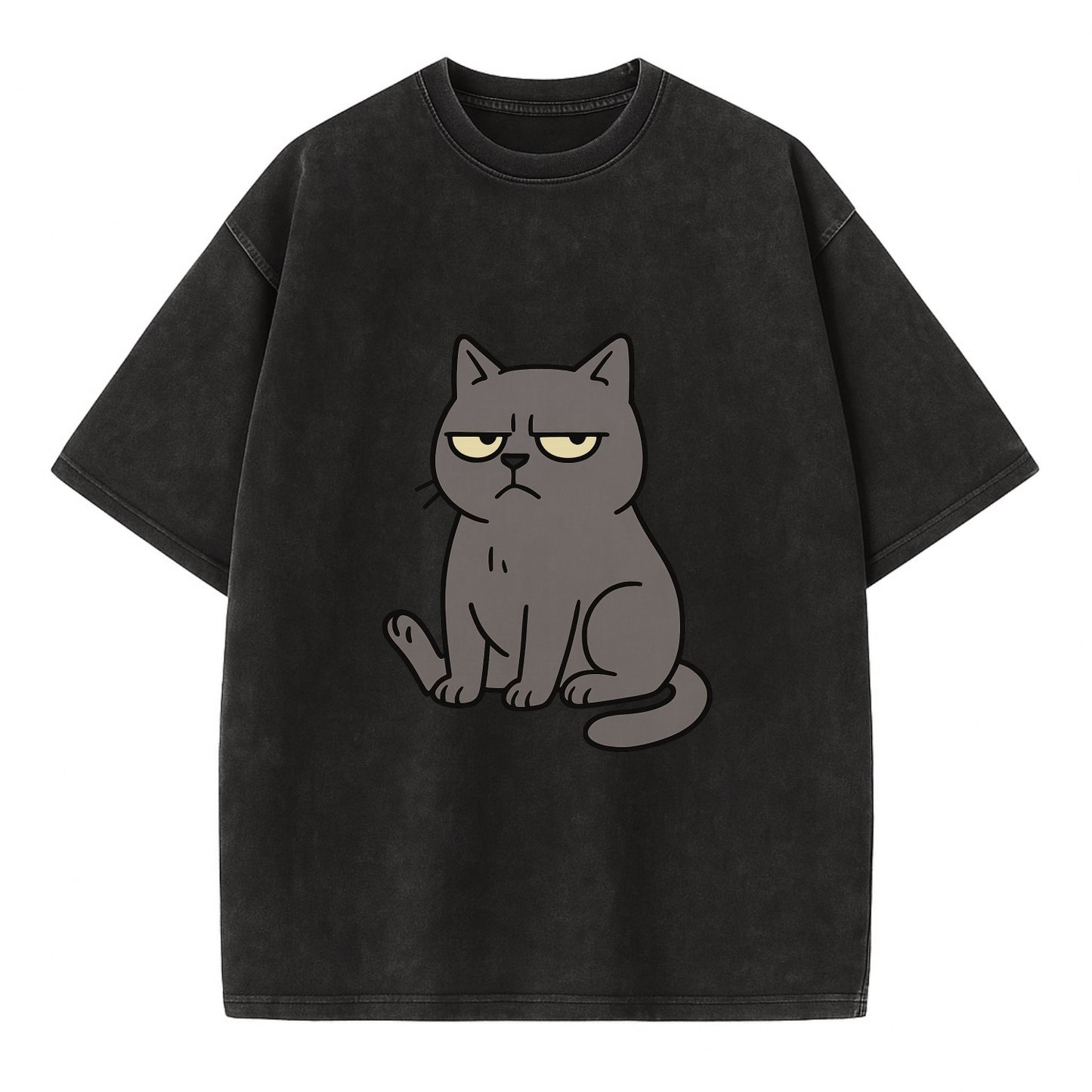 The Cat Judging Silently - Vintage T-shirt - Black